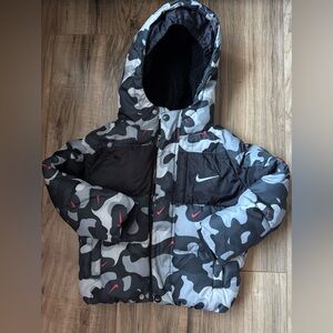 Nike Kids Camo Puffer Jacket - Black and Gray